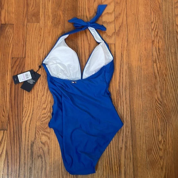 Tommy Hilfiger Ruched Tummy-Control One-Piece Swimsuit Blue size 6 NWT - Picture 3 of 6
